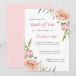 Invitación Elegante Pastel Chica Rosa Floral Baby Shower