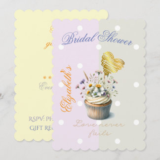 Invitación Elegante Pastel de Flor Floral Cupcake Punto Coraz
