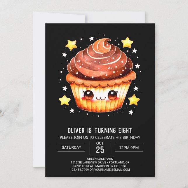 Invitación Elegante pastel Delight Muffin Cumpleaños (Anverso)