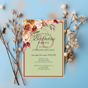 Invitación Elegante Pastel Flor de Otoño Fiesta de Cumpleaños