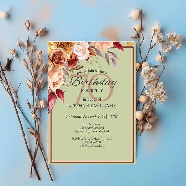 Invitación Elegante Pastel Flor de Otoño Fiesta de Cumpleaños (Subido por el creador)