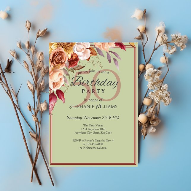 Invitación Elegante Pastel Flor de Otoño Fiesta de cumpleaños (Subido por el creador)