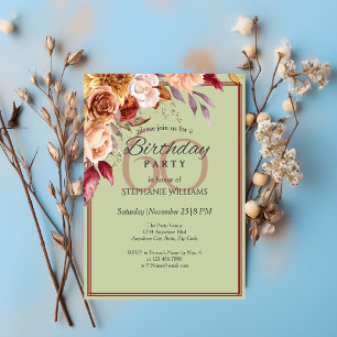 Invitación Elegante Pastel Flor de Otoño Fiesta de Cumpleaños