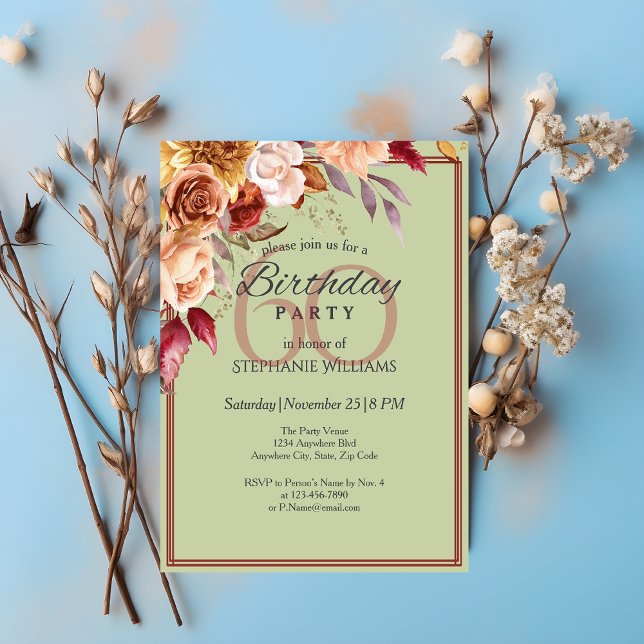 Invitación Elegante Pastel Flor de Otoño Fiesta de Cumpleaños (Subido por el creador)