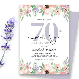 Invitación Elegante Pastel Floral 70ª fiesta de cumpleaños