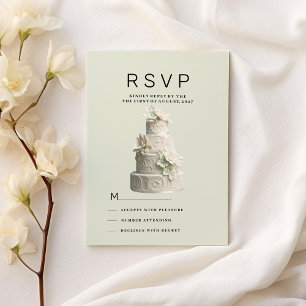 Invitación Elegante pastel floral blanco verde de menta RSVP