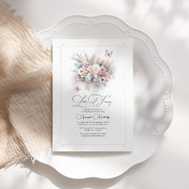 Invitación Elegante Pastel Floral Bow Love Fancy Bridal Showe
