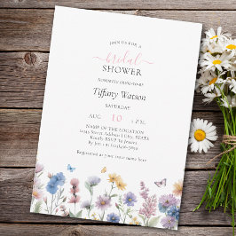 Invitación Elegante Pastel Flores Silvestres Verdor Ducha de