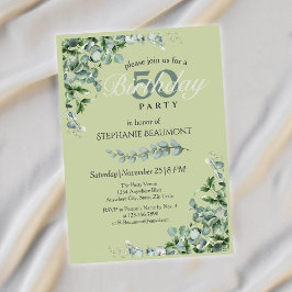 Invitación Elegante Pastel Green Flower Women's 50th Birthday