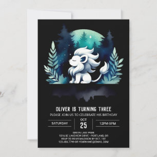 Invitación Elegante Pastel Lion Cumpleaños