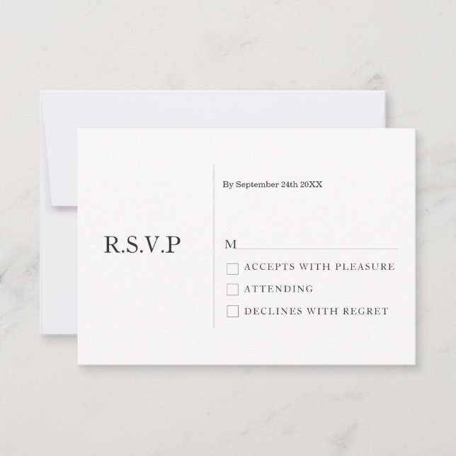 Invitación Elegante Pastel Minimal Blanco Moderno Boda RSVP (Anverso)