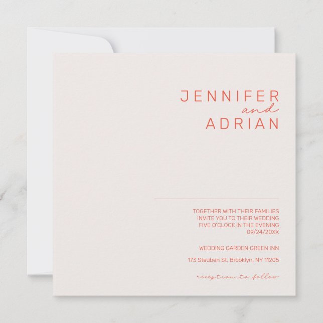 Invitación Elegante Pastel Minimal Blanco y Rojo Moderno Simp (Reverso)