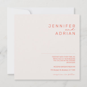 Invitación Elegante Pastel Minimal Blanco y Rojo Moderno Simp