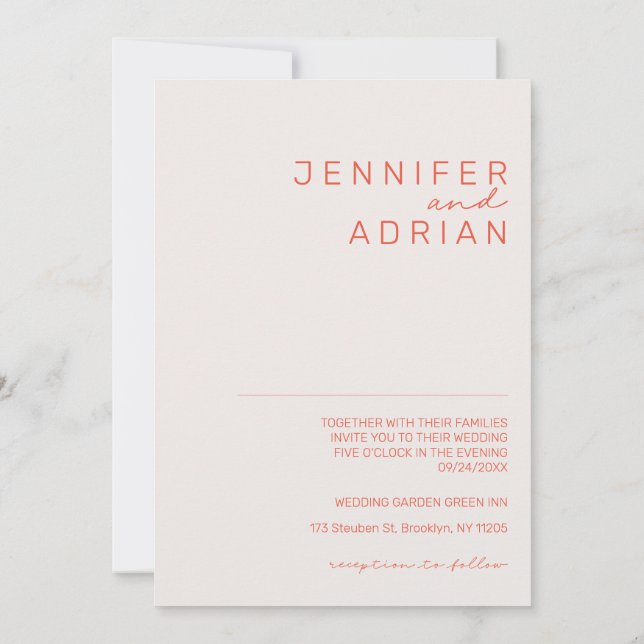 Invitación Elegante Pastel Minimal Blanco y Rojo Moderno Simp (Reverso)