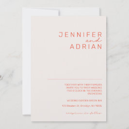 Invitación Elegante Pastel Minimal Blanco y Rojo Moderno Simp