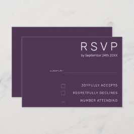 Invitación Elegante Pastel Minimal Púrpura Boda Moderna RSVP