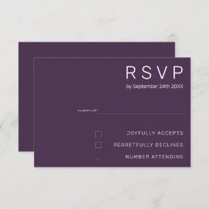 Invitación Elegante Pastel Minimal Púrpura Boda Moderna RSVP