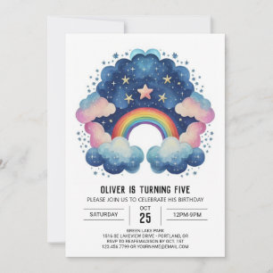 Invitación Elegante Pastel Nubes Cumpleaños