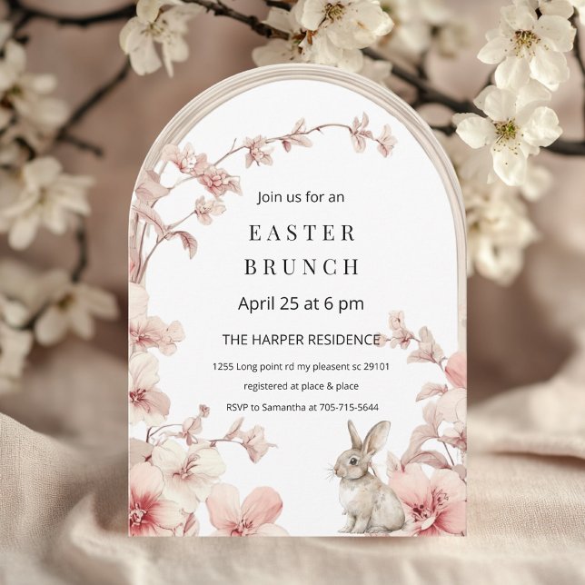 Invitación Elegante Pastel Pink & White Floral Arch Pascua (Subido por el creador)