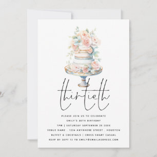 Invitación Elegante Pastel Polvoriento Guiño Rosa 30 cumpleañ