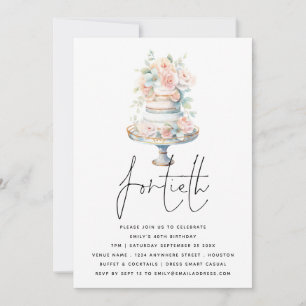 Invitación Elegante Pastel Polvoriento Guiño Rosa 40 cumpleañ