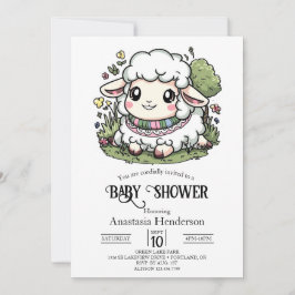 Invitación Elegante Pastel Sheep Baby Shower