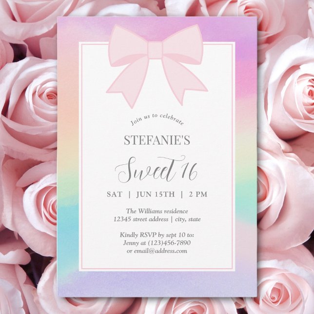 Invitación Elegante Pastel suave rosado dulce 16 cumpleaños (Subido por el creador)