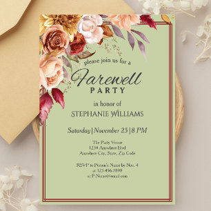 Invitación Elegante Pastel Verde Fiesta de despedida de flor 