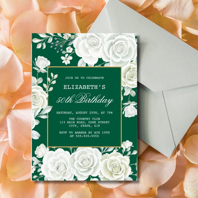 Invitación Elegante Pastel Verde Rosa Blanca Floral Cumpleaño (Subido por el creador)