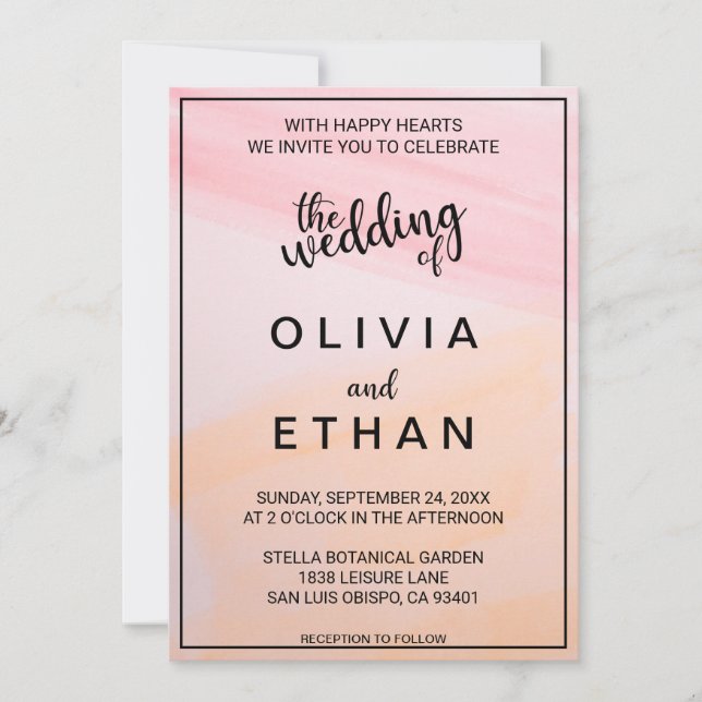 Invitación Elegante Pastel Watercolor Dusty Abstract Boda (Anverso)