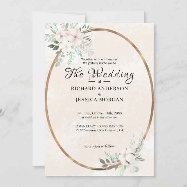 Invitación Elegante Pastel Watercolor Floral  (Anverso)
