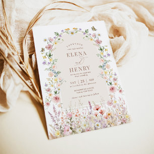 Invitación Elegante Pastel Wildflower Backyard Wedding Garden