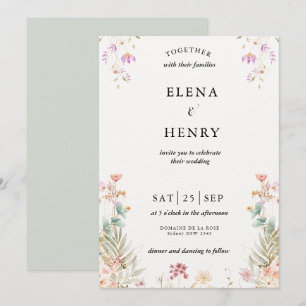 Invitación Elegante Pastel Wildflower Secret Garden Wedding