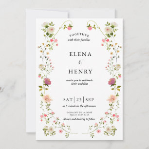 Invitación Elegante Pastel Wildflower Secret Garden Wedding