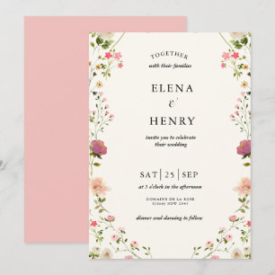 Invitación Elegante Pastel Wildflower Secret Garden Wedding