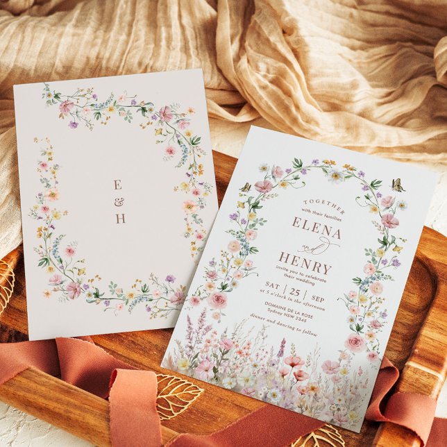 Invitación Elegante Pastel Wildflower Secret Garden Wedding (Subido por el creador)