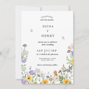 Invitación Elegante Pastel Wildflower Secret Garden Wedding I