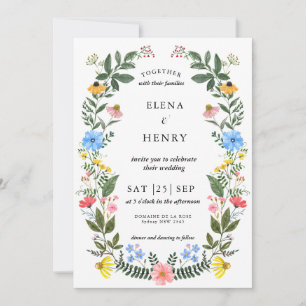 Invitación Elegante Pastel Wildflower Secret Garden Wedding I