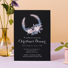 Invitación Elegante Pastel Wreath Navidades Fiesta de cena