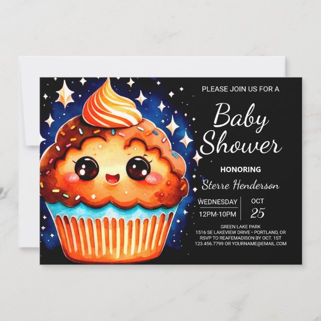 Invitación Elegante pastelito Bliss Muffin Boy Baby Shower (Anverso)