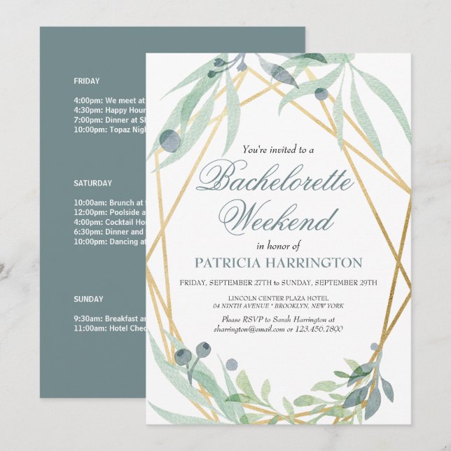 Invitación Elegante patio botánico de fin de semana (Anverso / Reverso)