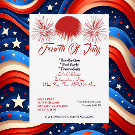 Invitación Elegante patriótico 4 de julio Firecrackers Fiesta