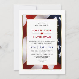 Invitación Elegante Patriótico Militar Oro EEUU Boda de Bande