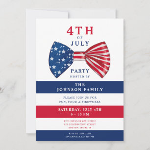 Invitación Elegante Patriótico Rojo Azul Blanco Azul 4 De Jul