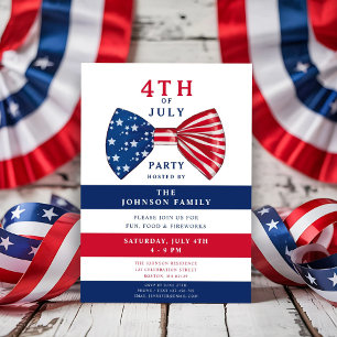 Invitación Elegante Patriótico Rojo Azul Blanco Azul 4 De Jul
