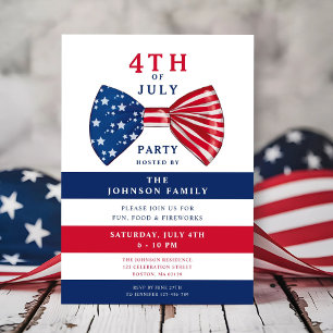 Invitación Elegante Patriótico Rojo Azul Blanco Azul 4 De Jul