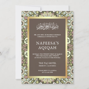 Invitación Elegante patrón abstracto floral islámico Aqiqah