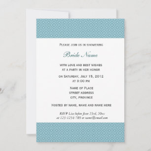 Invitación Elegante patrón azul sin costuras para baby shower