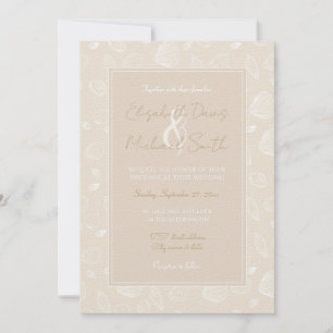 Invitación Elegante Patrón Beige De Las Agujas Blancas