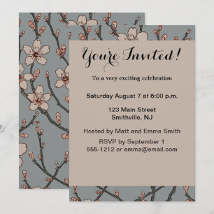 Invitación Elegante patrón de cereza de flor rosa dulce